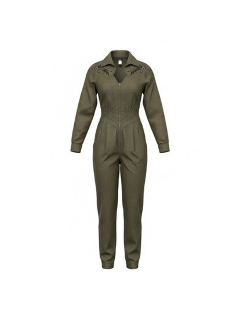 IIF Olive Embellished Utility Jumpsuit